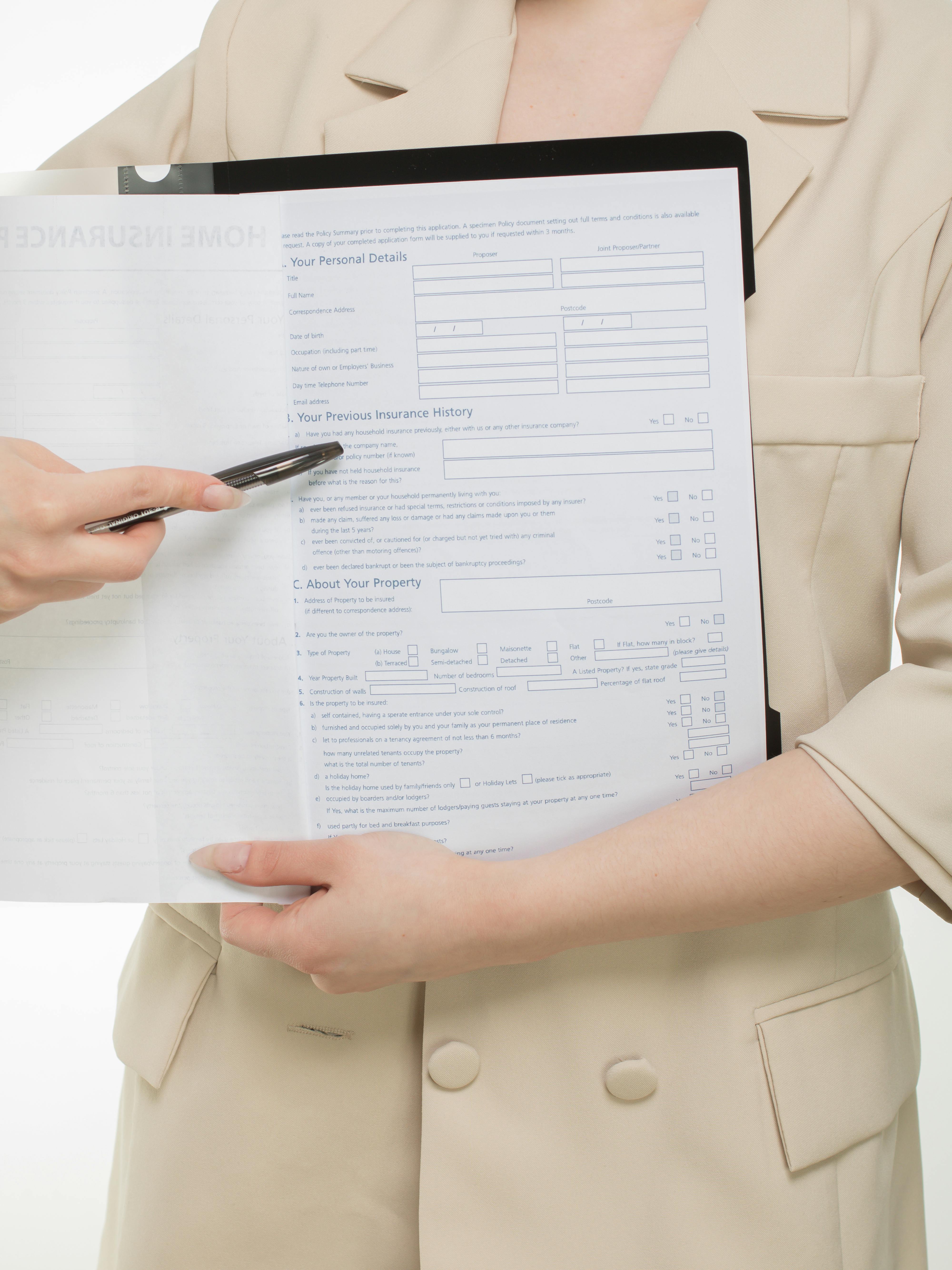 Insurance policy document on a desk